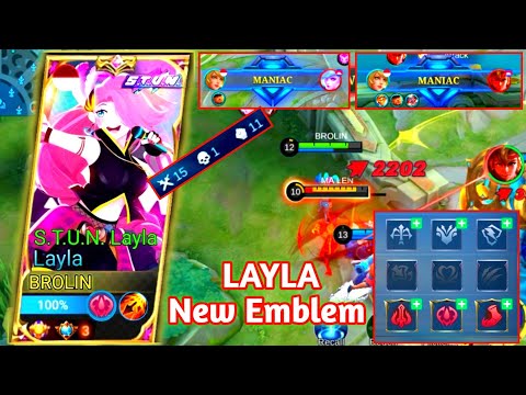 Layla New Emblem Fighter - 15 Kills 2X ( Maniac ) Hight Damage - Build Top 1 Global Layla ~ MLBB