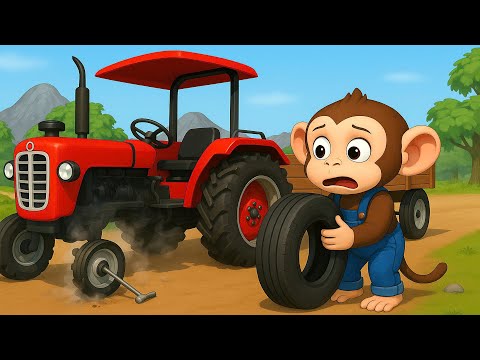 Tractor Breakdown, Monkey Farmer Fixes His Tractor In The Middle Of The Field | Cobby Farm