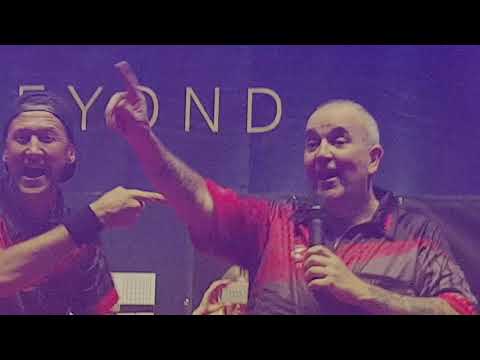 Phil Taylor singing "Stand up if you love the darts"