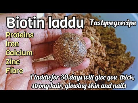 Công thức Biotin laddu không đường | 1 laddu - trong 30 ngày cho tóc dài và dày, da sáng và móng tay trailer