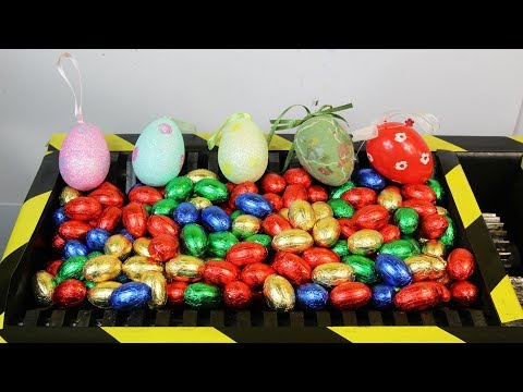 Experiment Shredding 100 Easter Eggs Satisfying | The Crusher