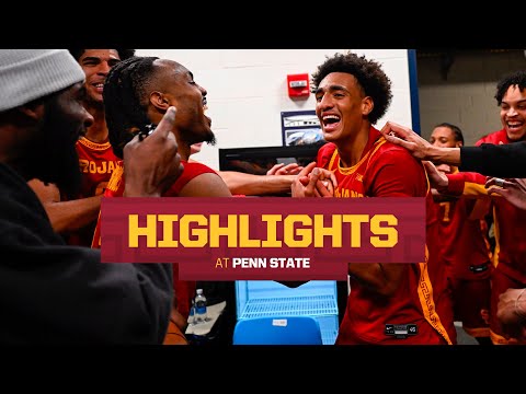USC Men's Basketball at Penn State Highlights | Trojans win 77-75