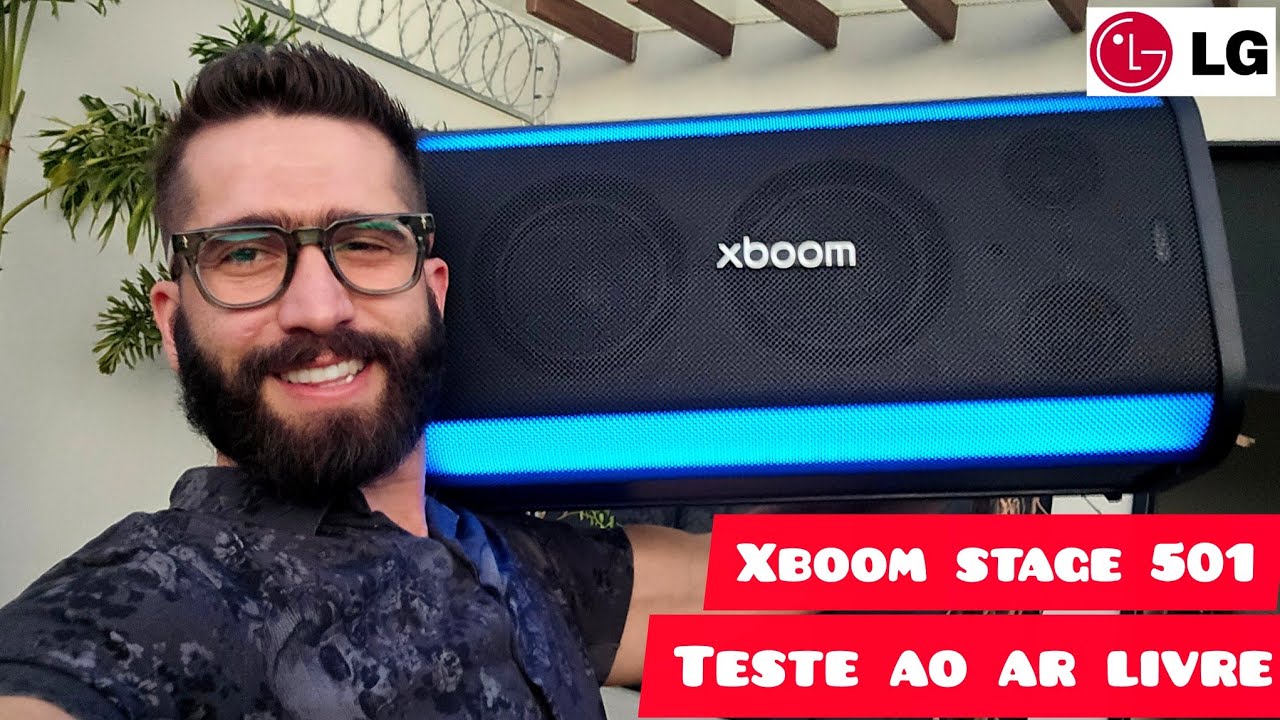 Miniatura da avaliação em vídeo de Alto-Falante Portátil LG Xboom Stage 120W Preto