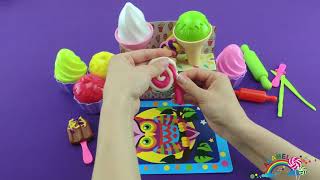 Play Doh Rainbow Ice Cream and Candy DIY | Learn Colors for Toddlers with Modeling Clay