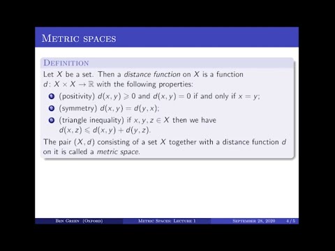 Metric Spaces - Lectures 1 & 2: Oxford Mathematics 2nd Year Student Lecture
