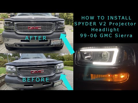 How to Install Spyder Projector Headlights V2 LED Light Bar, 1999-2006 GMC Sierra Headlight