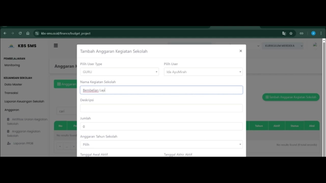 Angaran Kegiatan Sekolah