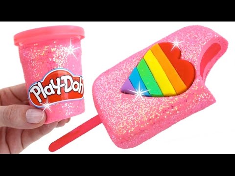 DIY How to Make Play Doh Sparkle Heart Popsicle Modelling Clay Learn Colors RainbowLearning