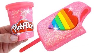 DIY How to Make Play Doh Sparkle Heart Popsicle Modelling Clay Learn Colors RainbowLearning