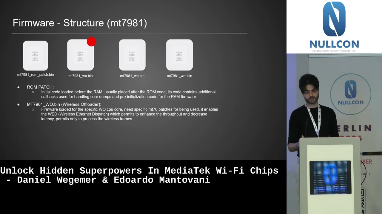 #NullconBerlin2025 | Unlock hidden Superpowers in MediaTek Wi-Fi Chips by Daniel and Edoardo