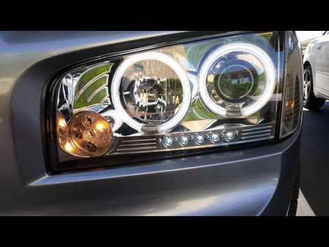 Opt7 LED Headlight Bulbs w/Clear Arcade Beam Cool White & Spyder Light cover on Dodge Charger RT