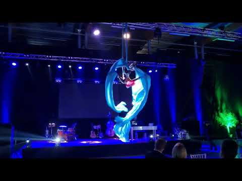 Aerial silks performance at Scania new years party