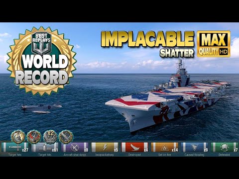 Aircraft Carrier Implacable with a new world record - World of Warships