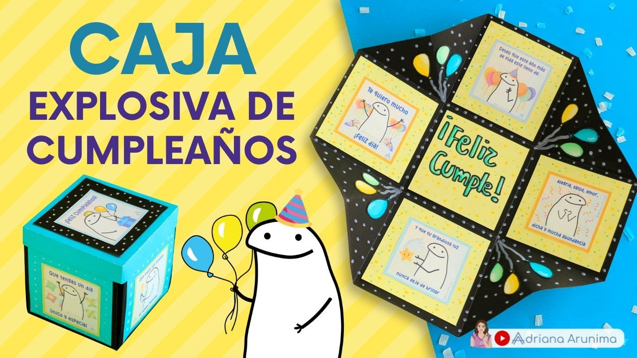 🎂Caja sorpresa explosiva de CUMPLEAÑOS con frases de FLORK 🎈Carta explosiva de regalo de cumpleaños