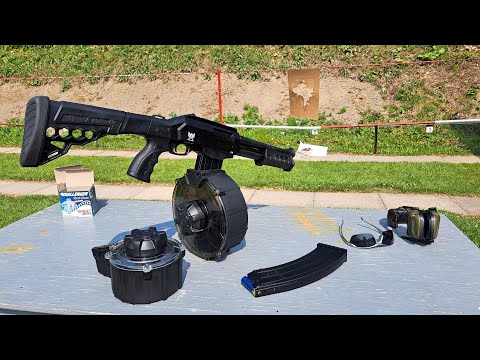 Axor Arms FMP & 30-Schuss-Trommel auf dem Schießstand