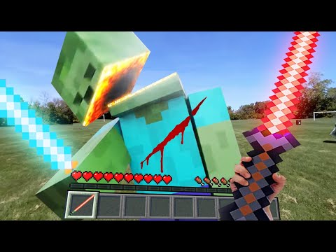 Real Life Minecraft: Laser Sword vs Zombie Apocalypse