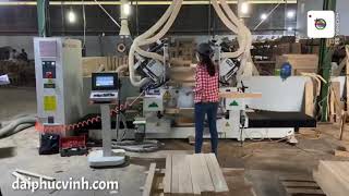 MÁY ĐÁNH MỘNG 2 ĐẦU CNC 4 Dao Vát cạnh chạy rãnh - làm mộng khung Âm Dương kết hợp đa năng