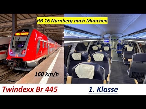 Im Twindexx Br445 als RB16 in der 1.Klasse von Nürnberg nach München mit 160 km/h in den Abend rein