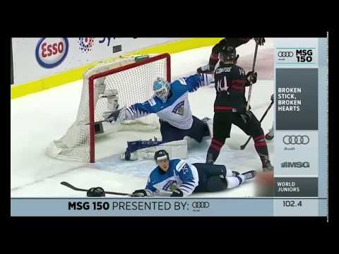 Winning goal Finland vs Canada, after Dobson broken his stick (Made in Finland) on a open net