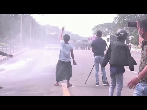 Myanmar police use water cannon to disperse protesters