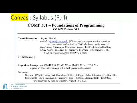 UNC COMP 301 - F26/Lec 1 - Intros, Syllabus, 301 Overview, Java Workflow & Maven