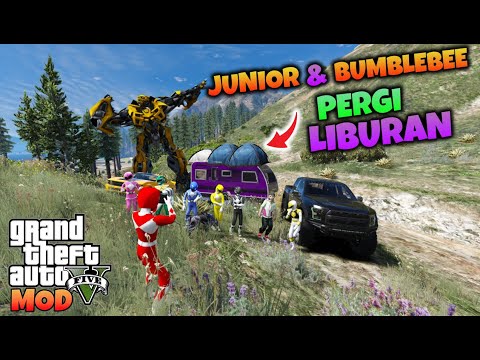 JUNIOR BUMBLEBEE AND MINI RANGER FINALLY GO ON HOLIDAY - GTA 5 MOD TRANSFORMER