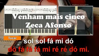 Venham + 5 Jose Afonso Karaoke das notas para flauta Educacao Musical Jose Galvao 25 de abril