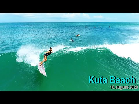 Aerial view of fun waves at Kuta Beach