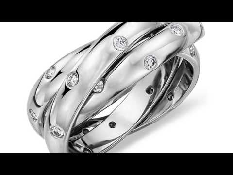 Rolling Starlight Diamond Eternity Ring in 18K White Gold