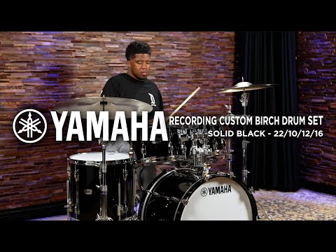 Yamaha Recording Custom Birch Drum Set 22/10/12/16 - Solid Black (RC2JF40JSOB)