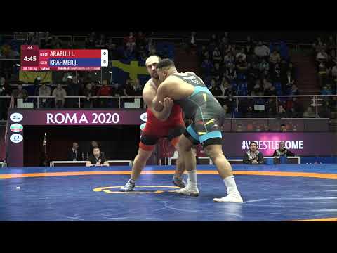 1/4 GR - 130 kg: L. ARABULI (GEO) v. J. KRAHMER (GER)