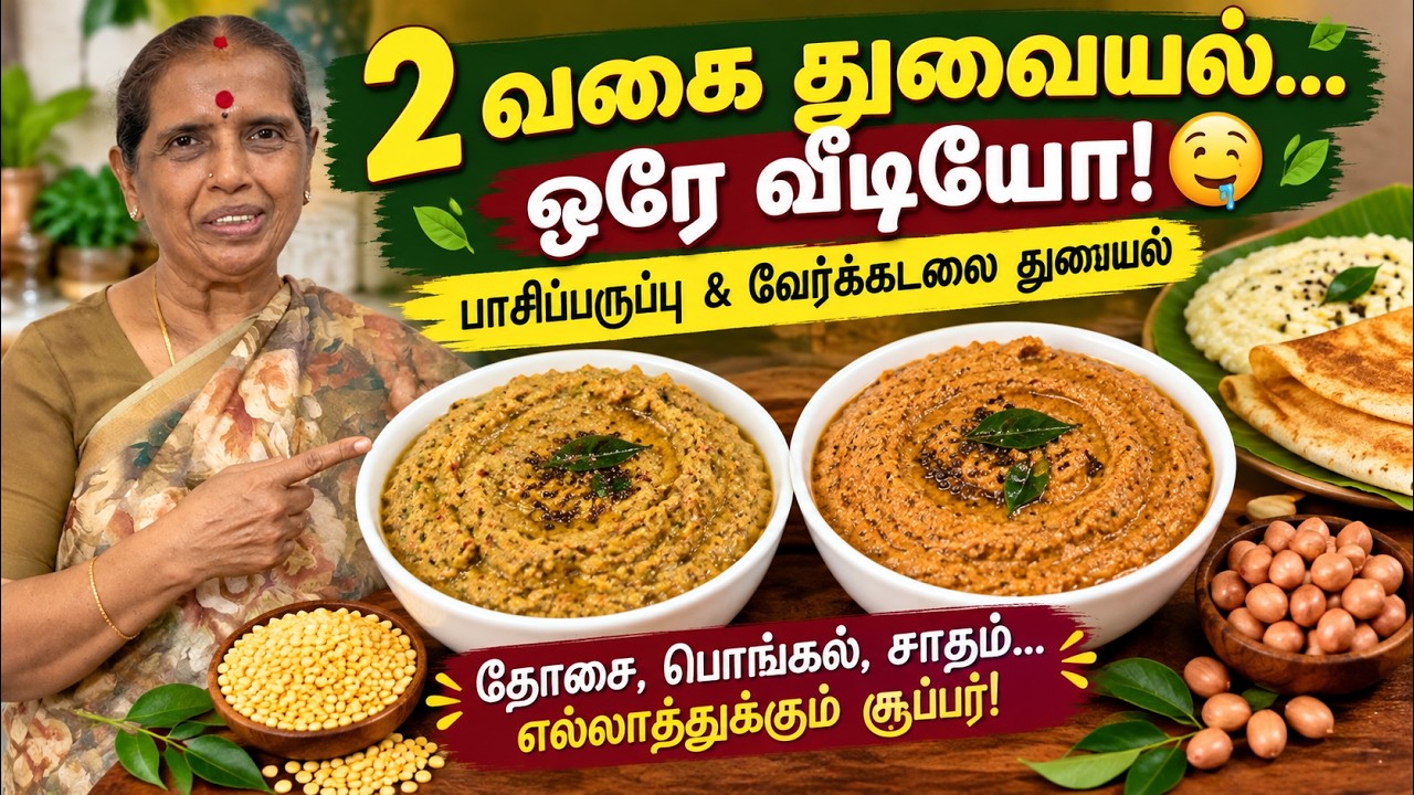 2 வகை துவையல்🤤 பாசிப்பருப்பு & வேர்க்கடலை துவையல்.தோ?