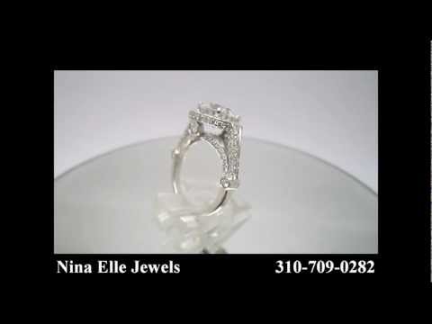Round Cut Prong Set Antique Style Diamond Engagement Ring R102 Nina Elle Jewels