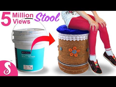 Make Sitting STOOL from Reusing Waste Paint Bucket | Best Out of Waste | Home Decorating Idea Video