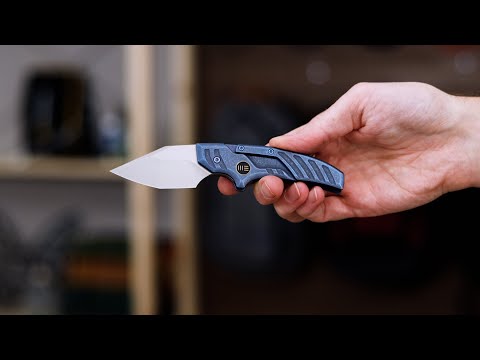 WE Knives Typhoeus Blasted 20CV Blue Stonewashed Titanium ...