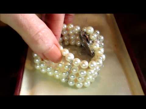 4 Strand Diamond & Pearl Bracelet/ Cuff