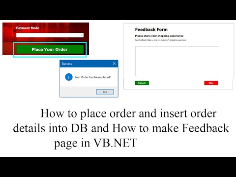 How to place order and store in DB and make feedback page
