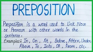 Preposition in english Grammar: Examples of Preposition, definition of preposition
