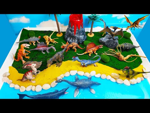 Meet the  Dinosaurs! -  Craft Diorama with Erupting Volcano -Jurassic World's facts and drawing