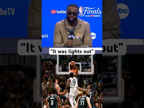 Jaylen Brown sounds off on his THUNDEROUS POSTER dunk in game 3! #Shorts