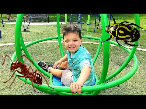 Fun Outdoor Playground Park For Kids! Caleb and Mommy Look For Bugs At Park!