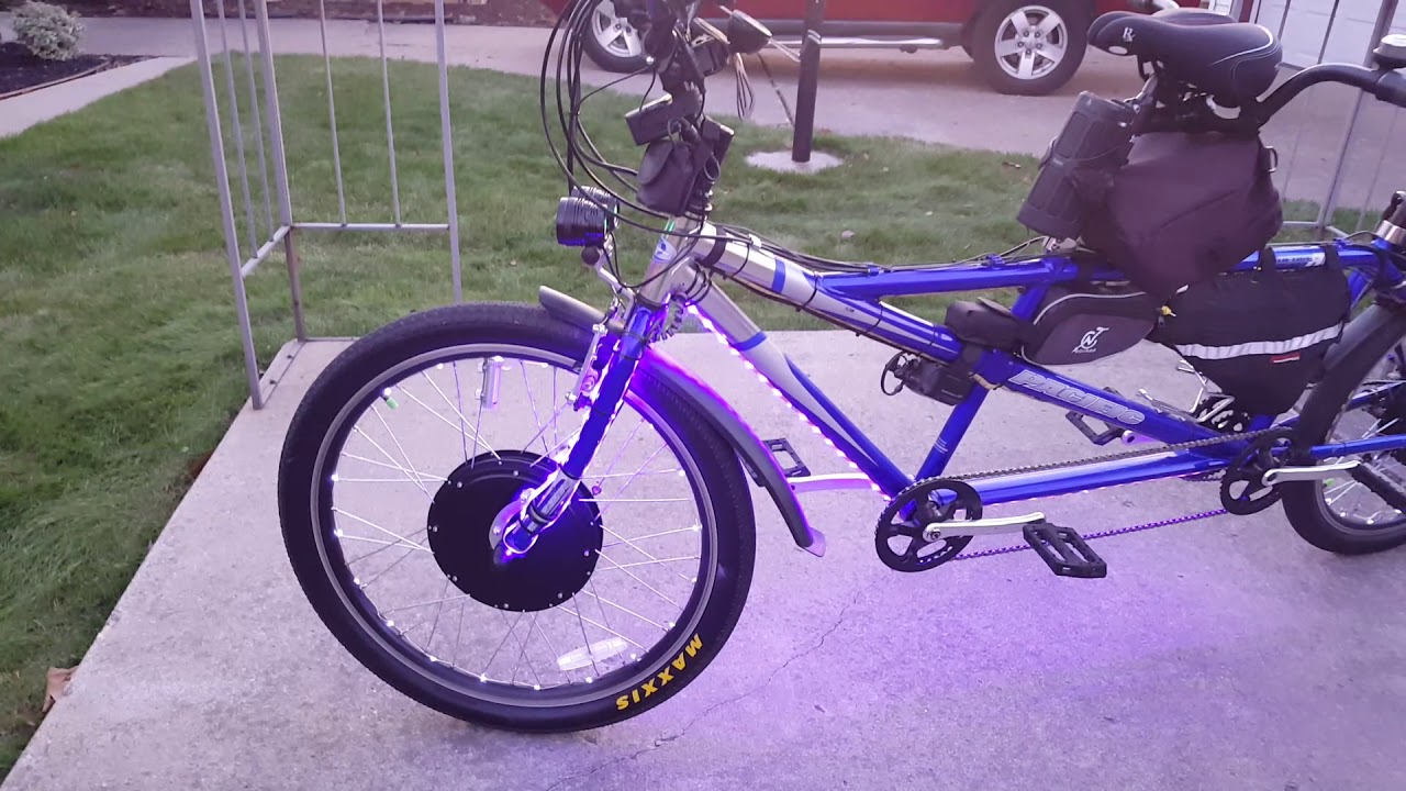 2017 DIY TANDEM ELECTRIC BIKE  3 KW,  40 MPH,  Distance over 60 Miles at 15-20 MPH no pedal assist