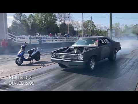 Mooresville Dragway In My New Blackbird Performance Gen 3 Hemi 1974  Duster!