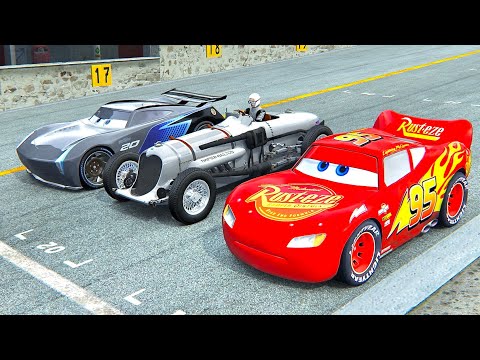 Lightning McQueen vs Napier Railton vs Jackson Storm at Top Gear Track