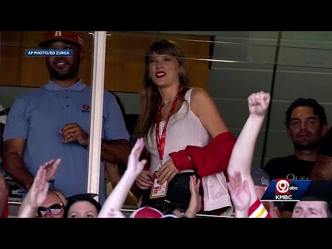 Taylor Swift is at Arrowhead to watch Travis Kelce and the Chiefs take on the Bears