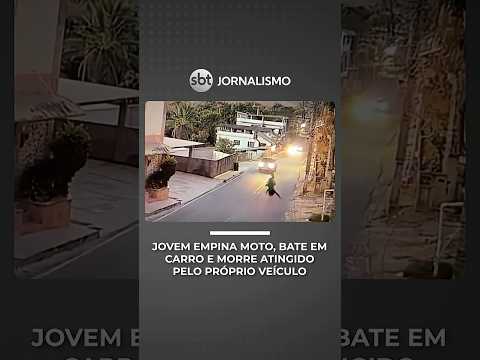 Jovem empina moto, perde o controle e morre atingido pelo próprio veículo | #SBTNotícias