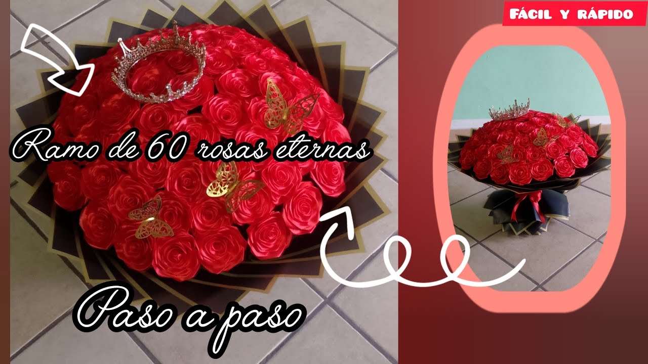 🌹Bouquet of 60 eternal roses 🌹step by step, join me as I put it together from scratch