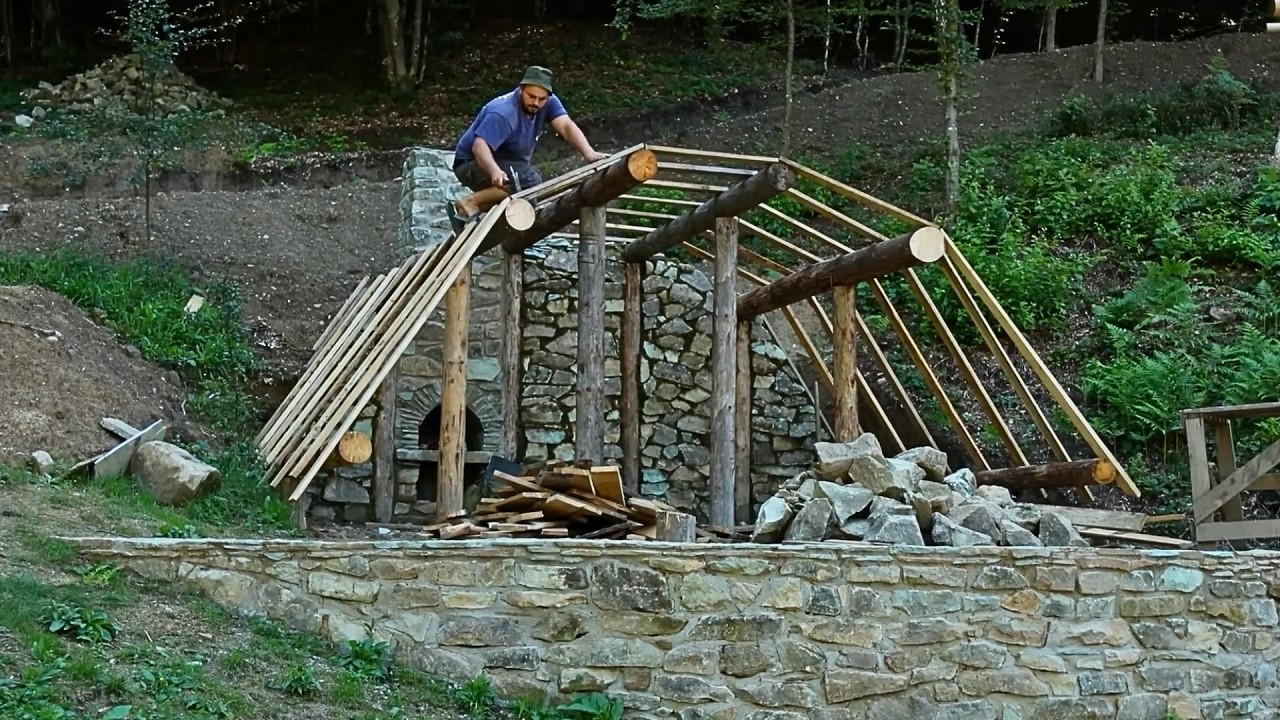 Man Builds DIY STONE CABIN with JACUZZI | Start to Finish by @lesnoy