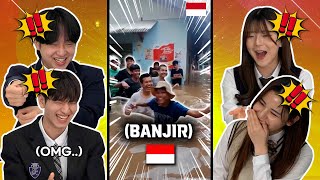Download lagu Korean Students Shocked to See Indonesians Cheerful During Floods 🤣🤣☔☔ | Indonesian TikTok Reactions mp3