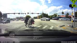 Half naked pedestrian caught on Dashcam in Fort Lauderdale